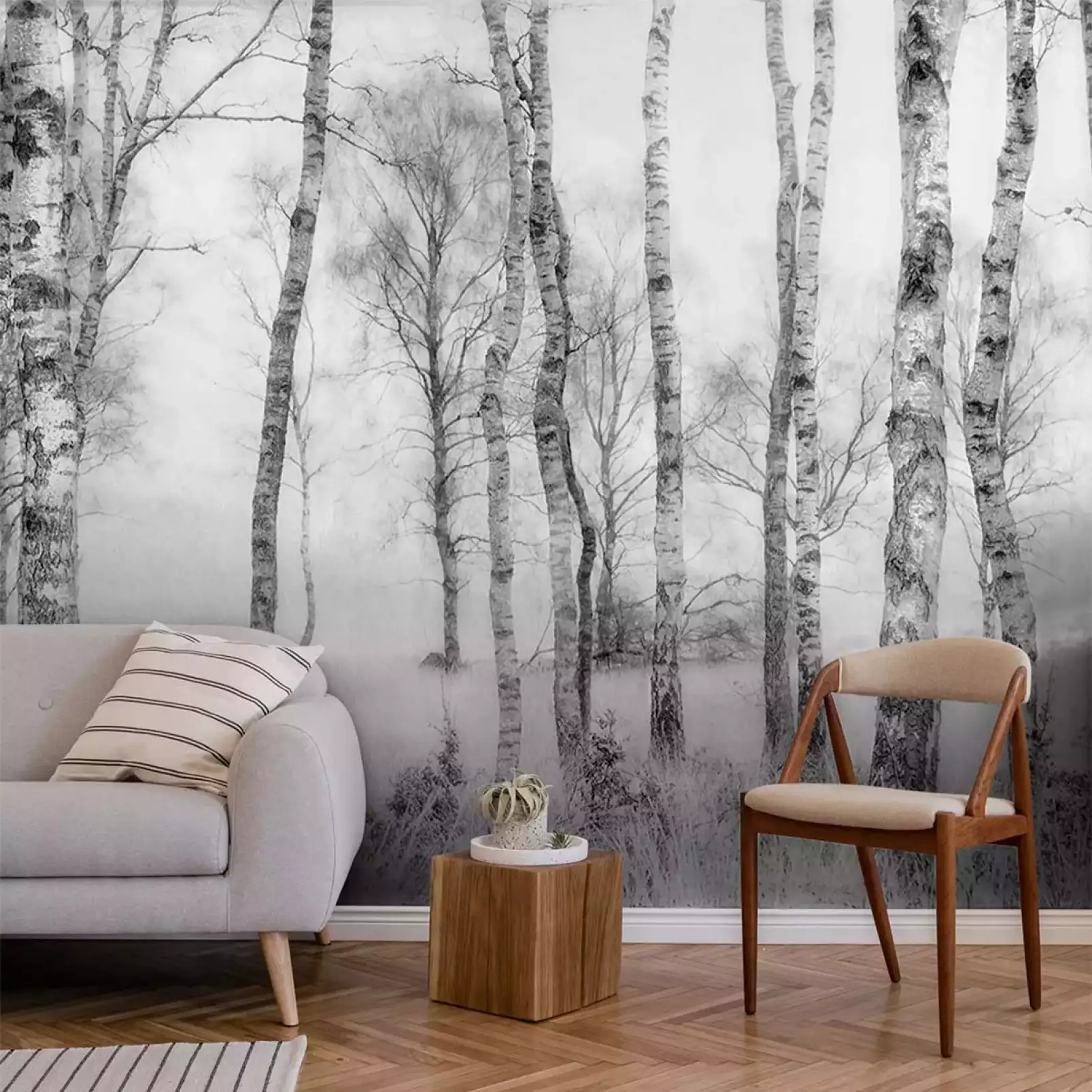 tapisserie-decoration-murale-foret-nb