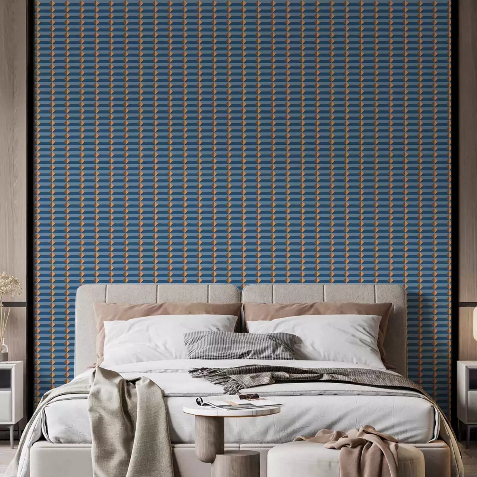 tapisserie-murale-op-art-bleu