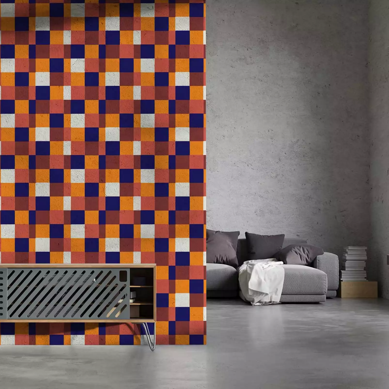 tapisserie-panoramique-graphique-damier-joyeux