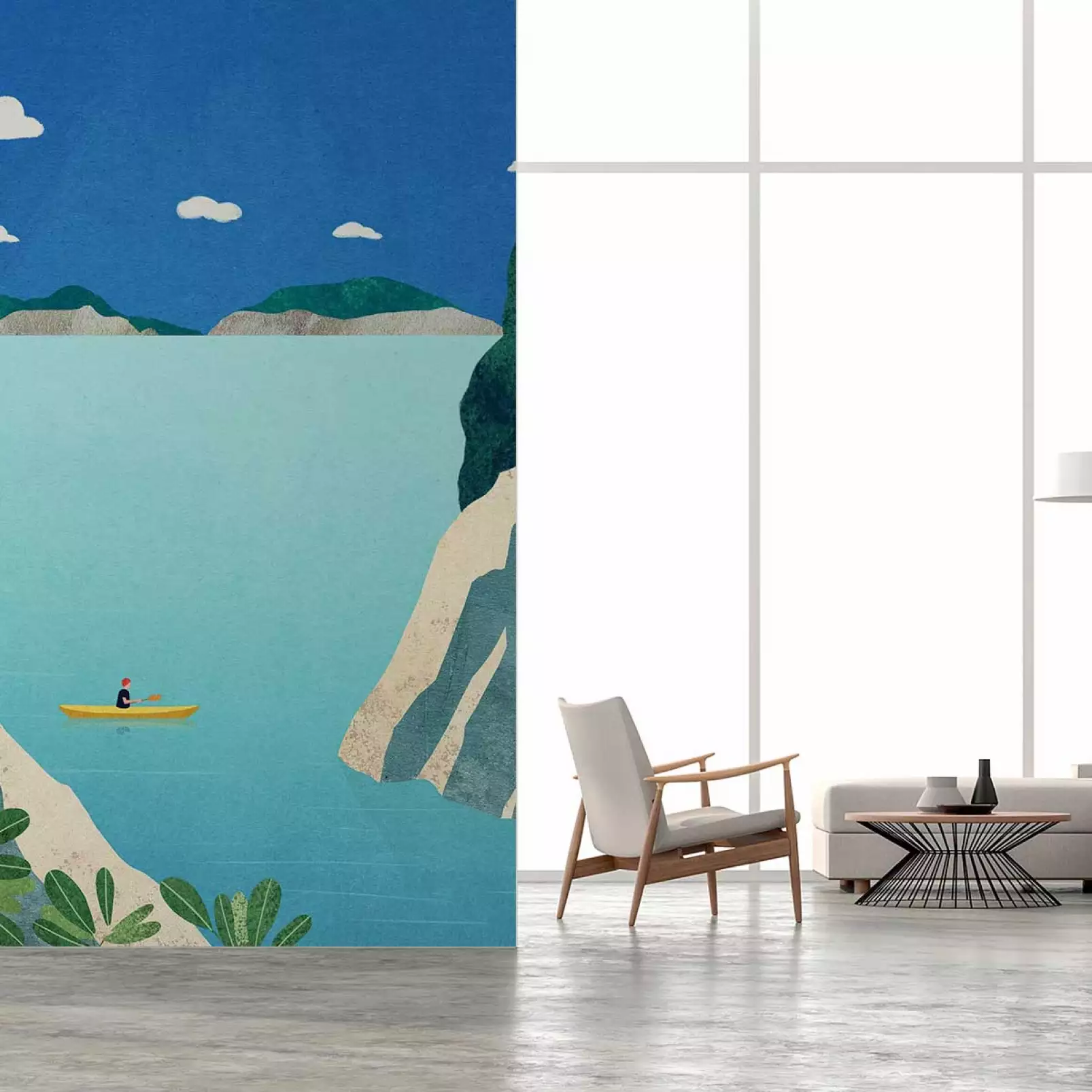 tapisserie-panoramique-paysage-bord-de-mer-canoe-en-provence