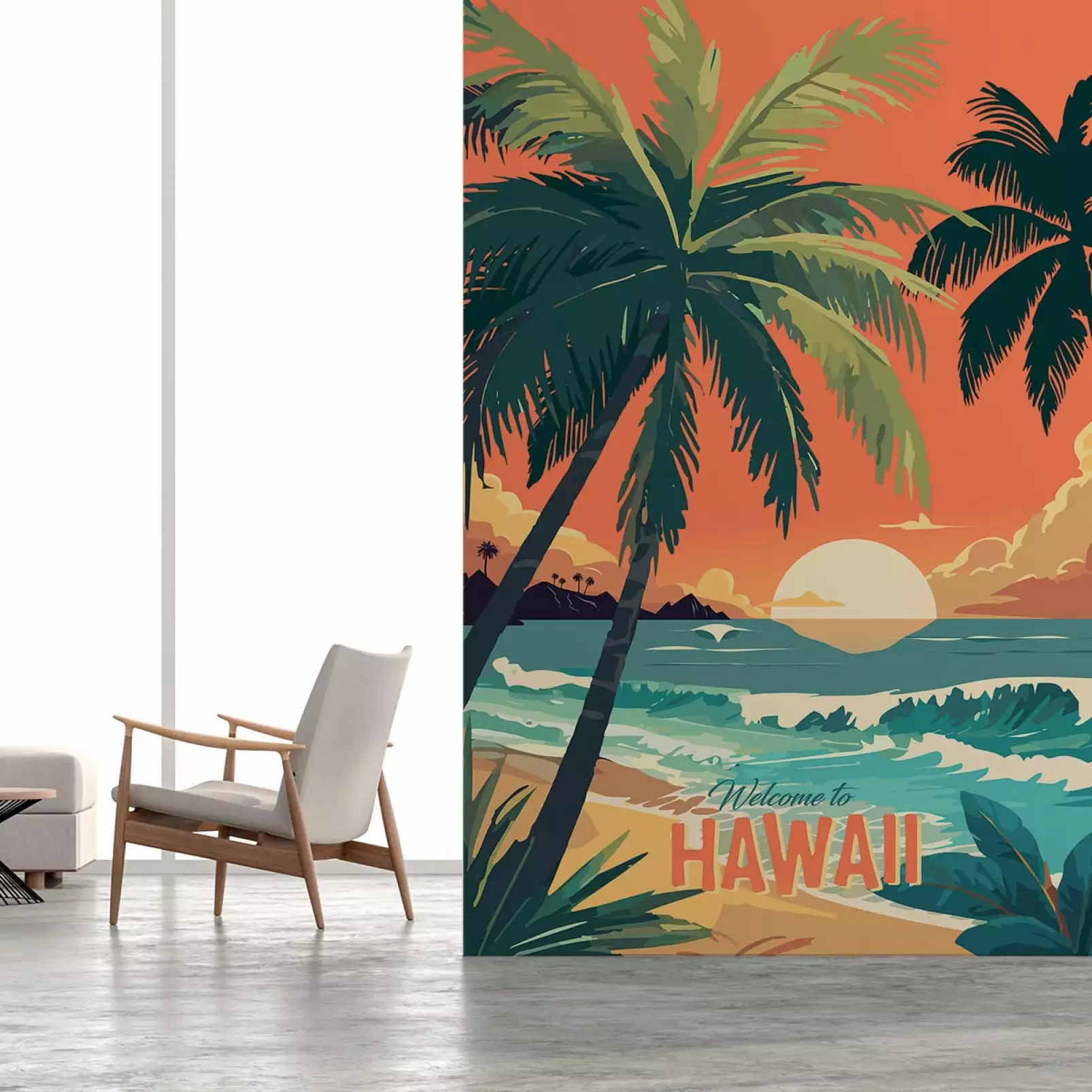 tapisserie-panoramique-plage-hawai-sunset