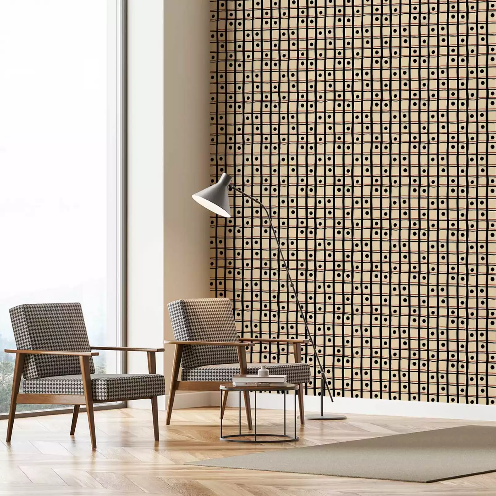tapisserie-retro-carreaux-rond